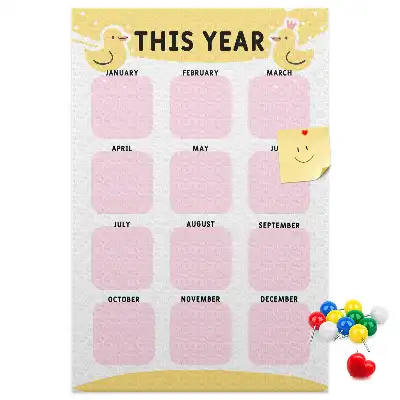 Wall cork memo board Annual calendar