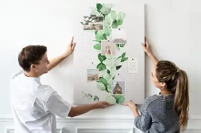 Cork pin board A branch with leaves