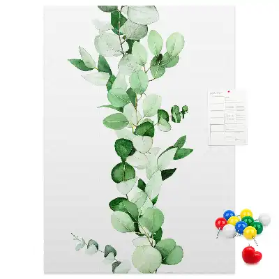 Cork pin board A branch with leaves