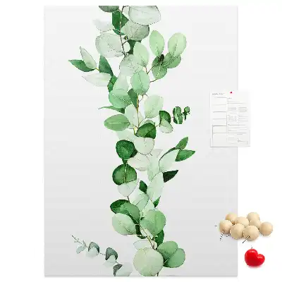 Cork pin board A branch with leaves