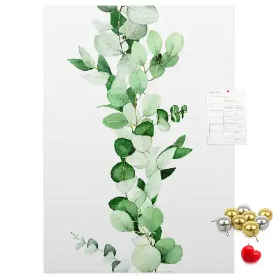 Cork pin board A branch with leaves