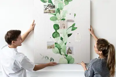Cork pin board A branch with leaves
