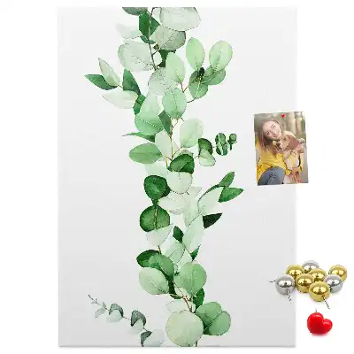 Cork pin board A branch with leaves