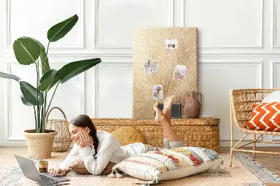 Wall cork memo board with exotic palm tree vacation design