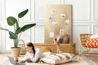 Wall cork memo board with exotic palm tree vacation design