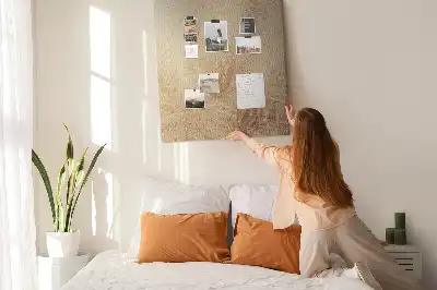 Wall cork memo board with exotic palm tree vacation design