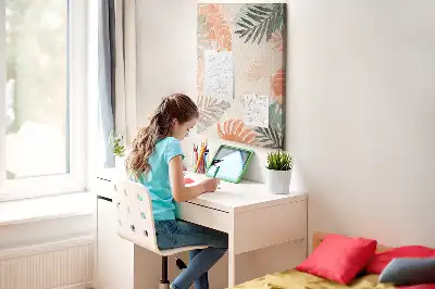 Palm leaf finish cork wall memo board