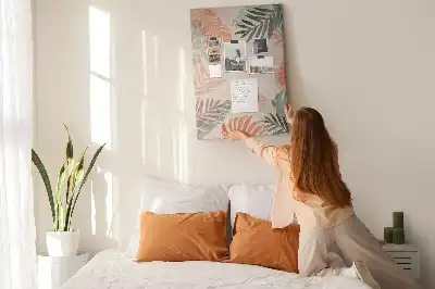 Palm leaf finish cork wall memo board