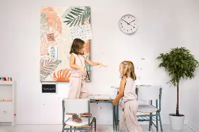 Palm leaf finish cork wall memo board