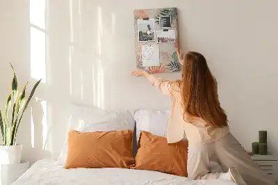 Palm leaf finish cork wall memo board