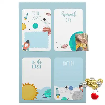 Cork Note Board Galaxy Theme Planner