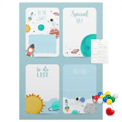 Cork Note Board Galaxy Theme Planner