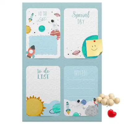 Cork Note Board Galaxy Theme Planner