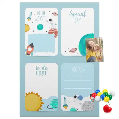 Cork Note Board Galaxy Theme Planner