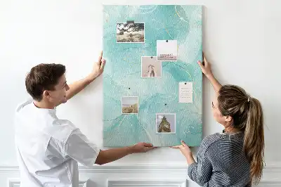 Marble abstract motif cork wall memo board