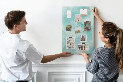 Marble abstract motif cork wall memo board