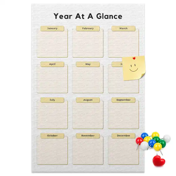 Wall cork memo board Annual calendar