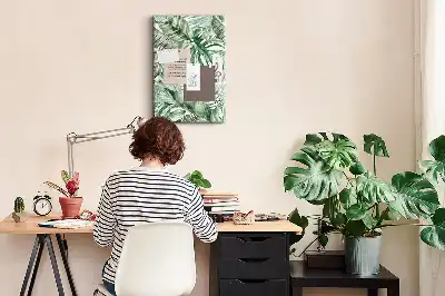 Watercolor Leaf Design Cork Pin Board