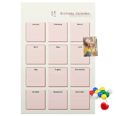 Cork Note Board Birthday calendar