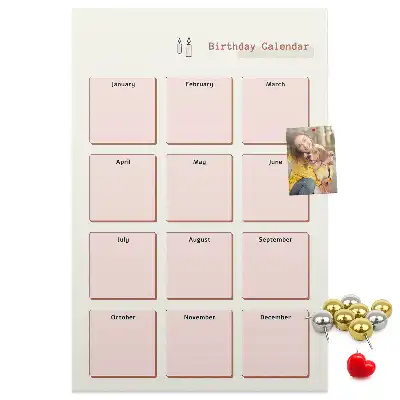 Cork Note Board Birthday calendar