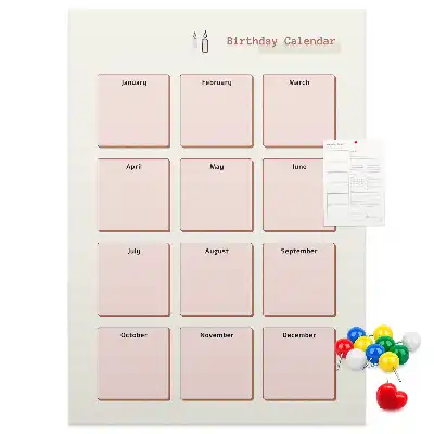 Cork Note Board Birthday calendar