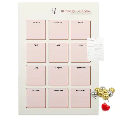 Cork Note Board Birthday calendar