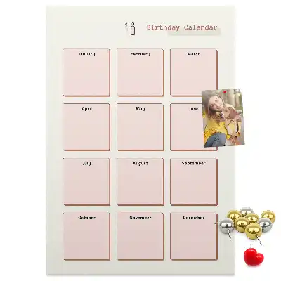 Cork Note Board Birthday calendar
