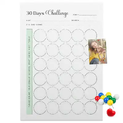 Cork pin board Challenge Planner