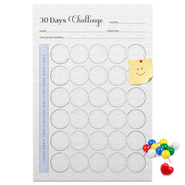 Cork Note Board 30 Day Challenge Planner