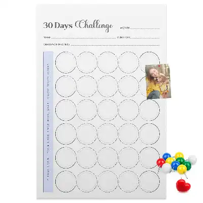 Cork Note Board 30 Day Challenge Planner