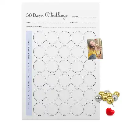 Cork Note Board 30 Day Challenge Planner