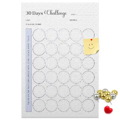 Cork Note Board 30 Day Challenge Planner
