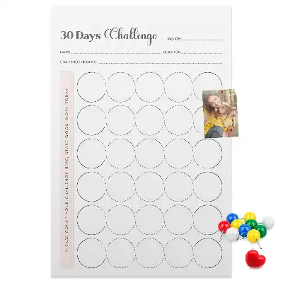 30 Day Challenge Wall Cork Memo Board