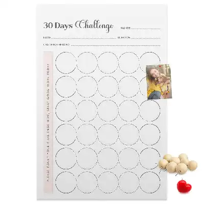 30 Day Challenge Wall Cork Memo Board