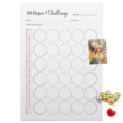 30 Day Challenge Wall Cork Memo Board