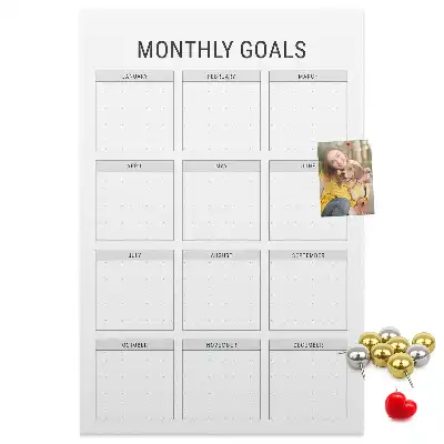 Wall cork memo board for monthly goals