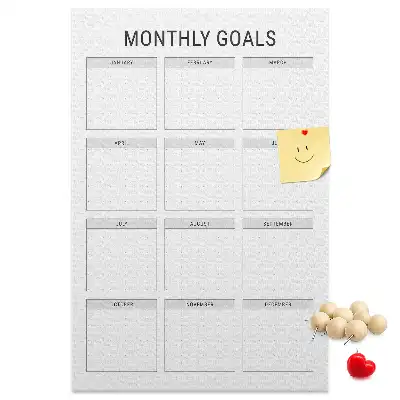 Wall cork memo board for monthly goals