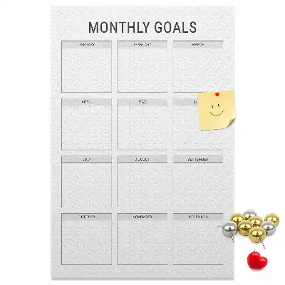 Wall cork memo board Monthly goals