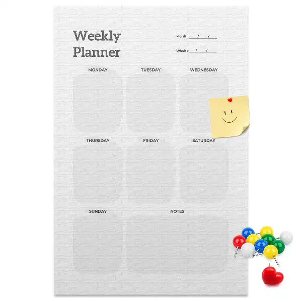Wall Cork Weekly Planner Memo Board
