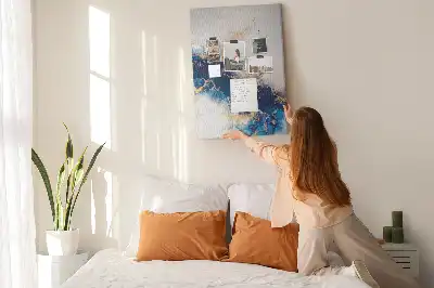 Cork pin board with abstract marble design