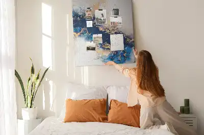 Cork pin board with abstract marble design