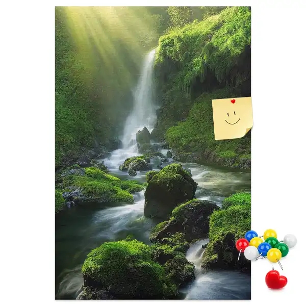 Waterfall landscape cork note board