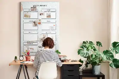 Cork pin board Health planner