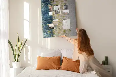 Decorative cork pin board with motif