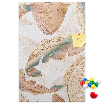 Wall Cork Memo Board with Bird Feather Motif
