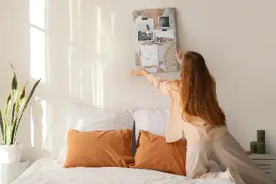 Wall Cork Memo Board with Bird Feather Motif