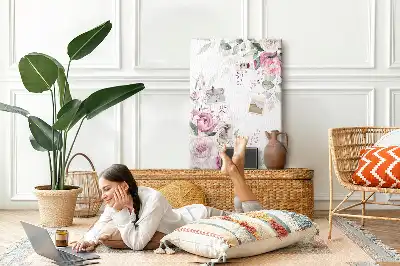 Cork Note Board with Flowery Edges