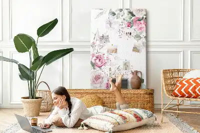 Cork Note Board with Flowery Edges