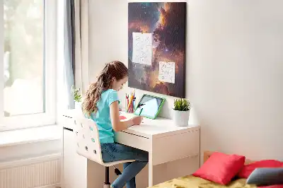 cork pin board with a galaxy print