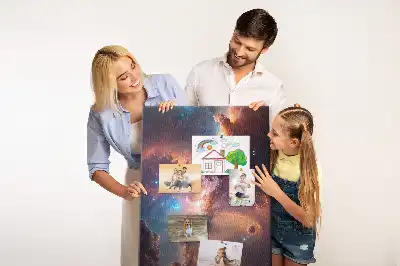 cork pin board with a galaxy print